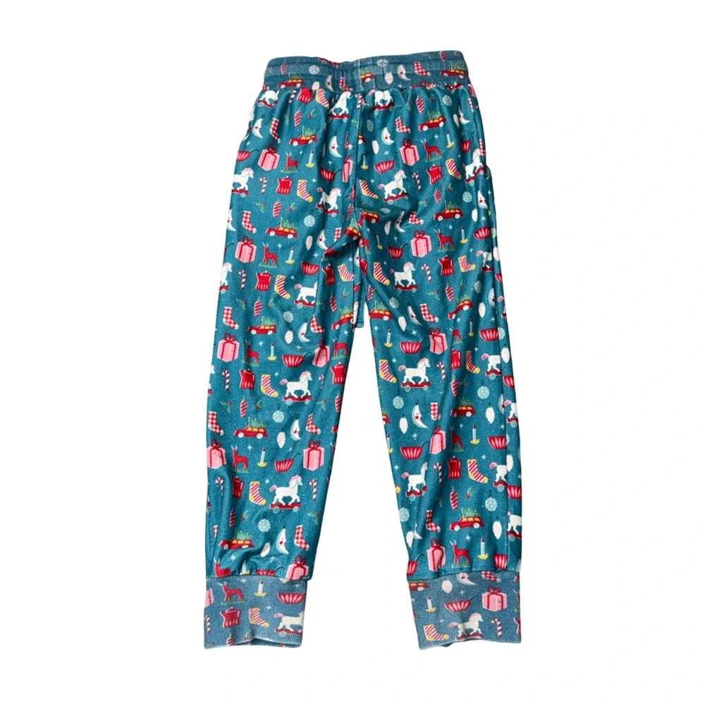 SweetHoney Pajama‎ Set Kids 4T Teal Excellent Christmas Henley Joggers